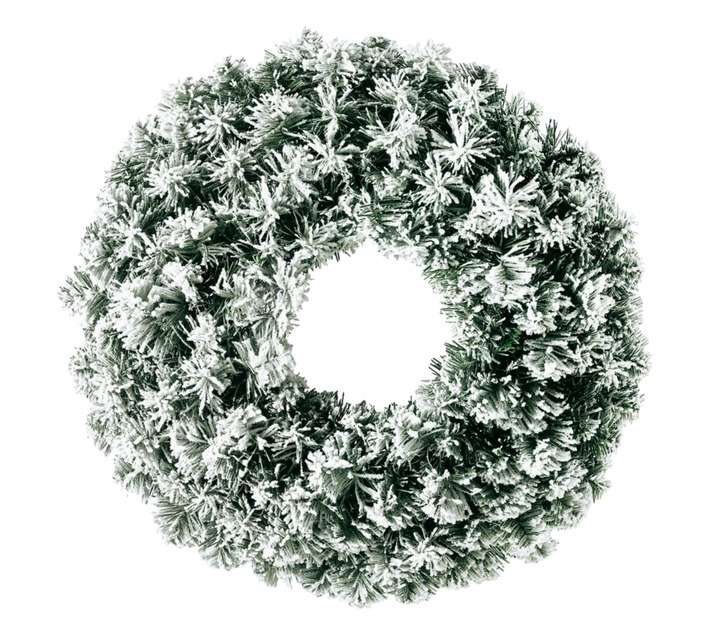 Evergreen Snowy Oxford Wreath - Green/White (510mm)