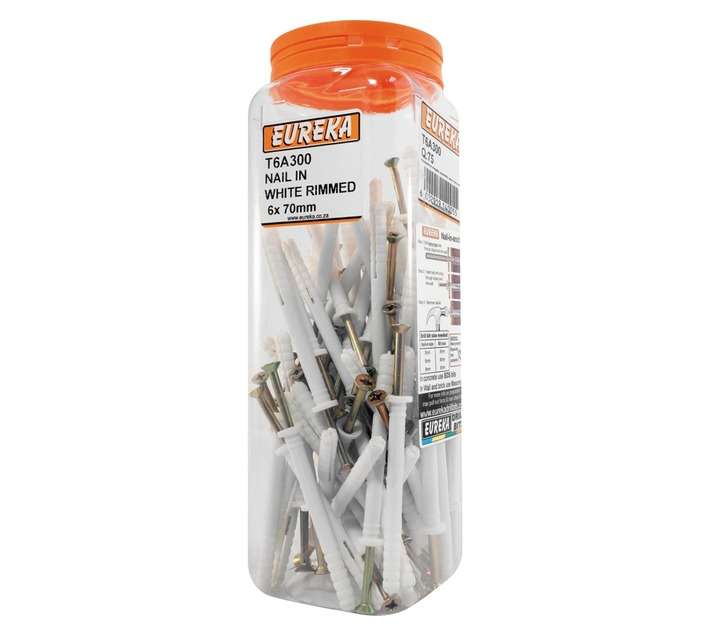 Eureka 6 x 70mm Nail In White Rimmed (Q75)