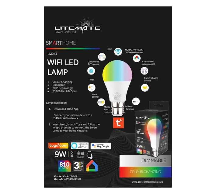 Litemate LM044 Smarthome A60 LED Wifi Globe - White (9W)