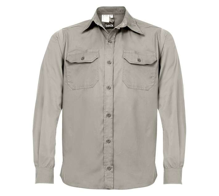Beck Cotton Long Sleeve Shirt - Stone (L)