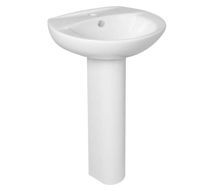 Solo Sanitary Ware Guernsey Basin and Pedestal - White