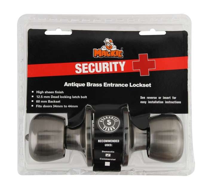 Mackie Entrance Lockset Antique Brass