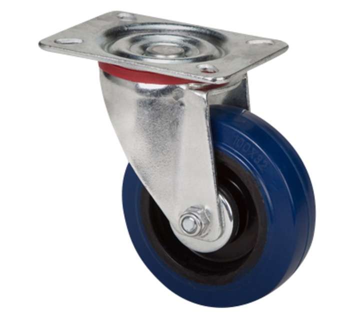 Hillaldam 870074 Super Elastic Fixed Plate Swivel Castor - Blue (160mm)