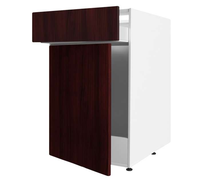 Home and Kitchen Base Unit 1 Drawer Melamine Cabinet - Mahogany (450mm)