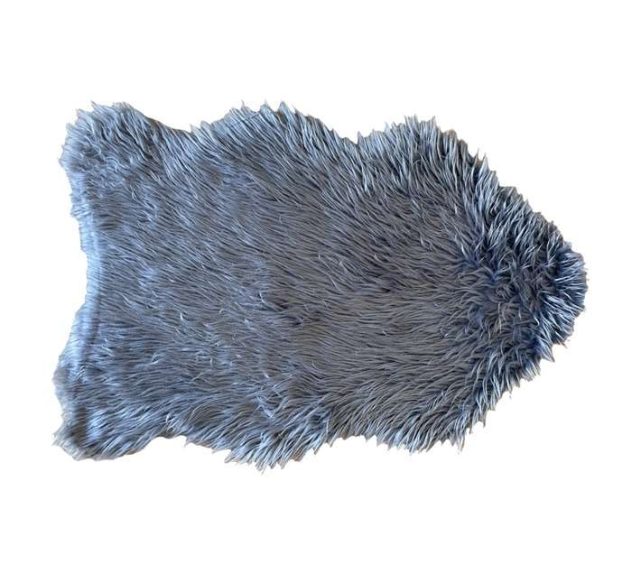 Stefano and Co Bonnie Rabbit Faux Fur Rug - Silver (900 x 600mm)