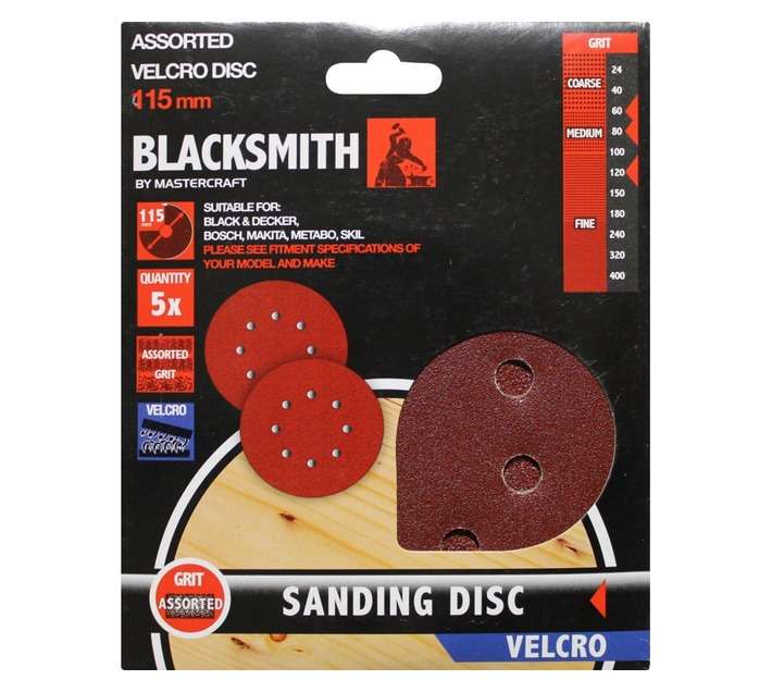 Blacksmith Random Orbit Sanding Disc assorted 5vc (115mm)