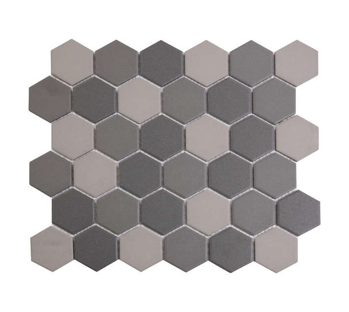 Earthstone Hex Porcelain Mosaic Tile - Dark Mix (325 x 282mm)