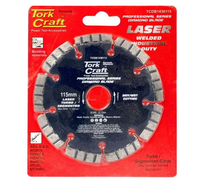 Tork Craft Laser Weld Segmented Diamond Blade (115mm)