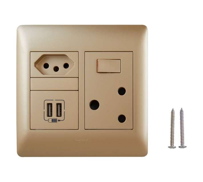 Ysalis Double Sockete and 2Usb 4x4 - Champagne