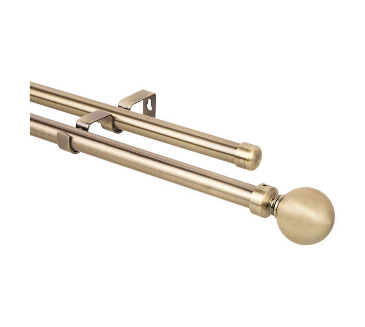 Design House Double Ball Curtain Rail - Brass (3000mm)