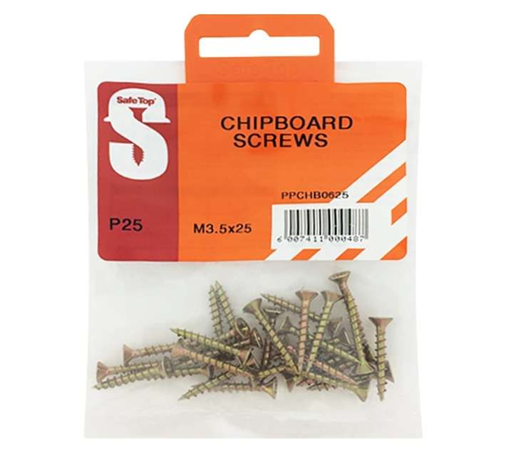 Safe Top Chipboard Screws PP M3.5 x 25mm (25 Pack)