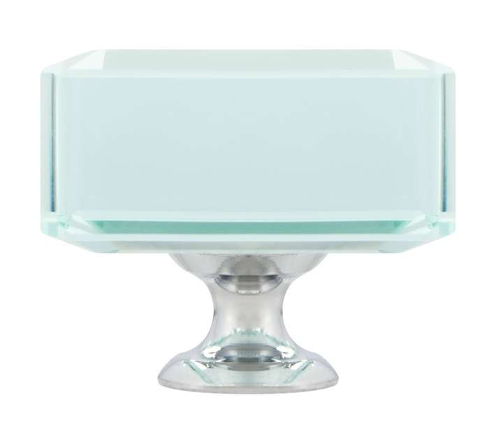 Home and Kitchen Square Glass Knob - Silver (38mm)
