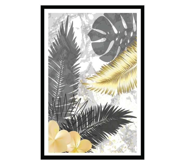 Amber Bay Grey Fern Framed Canvas Print (420 x 620mm)