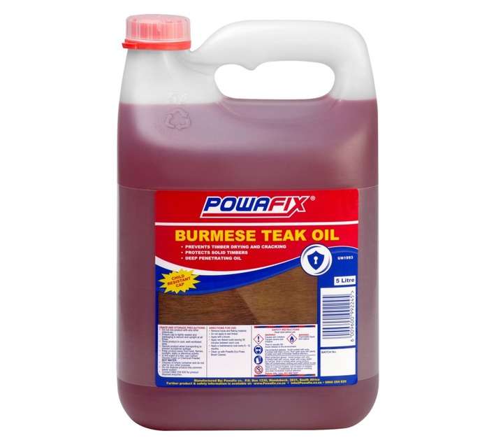 Powafix Burmese Teak Oil - Burgundy (5L)