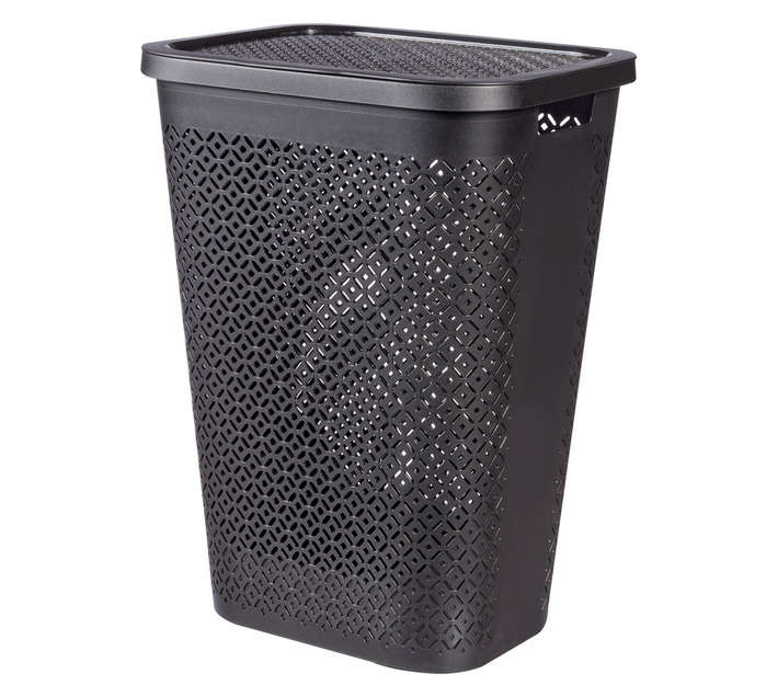 Curver by Keter Terrazzo Hamper Laundry Basket - Black (440 x 340 x 580mm)
