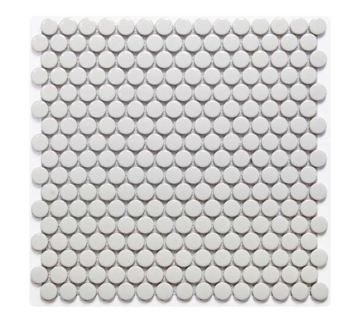 Earthstone Penny Round Mosaic Tile - White (300 x 300 x 6mm)