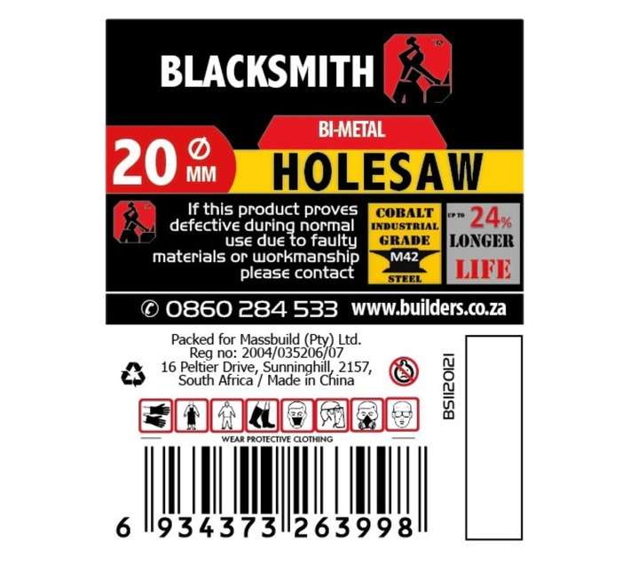 Blacksmith M42 Bi-Metal Holesaw Bit (20mm)