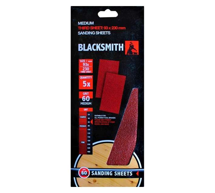 Blacksmith 1/3 Aluoxide Sand Paper Sheet 60 Grit (93 x 230mm)