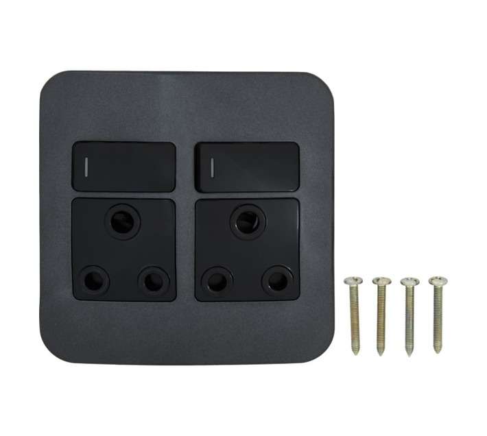 Veti Switch Plug Double - Black/Gm (100 x 100mm)