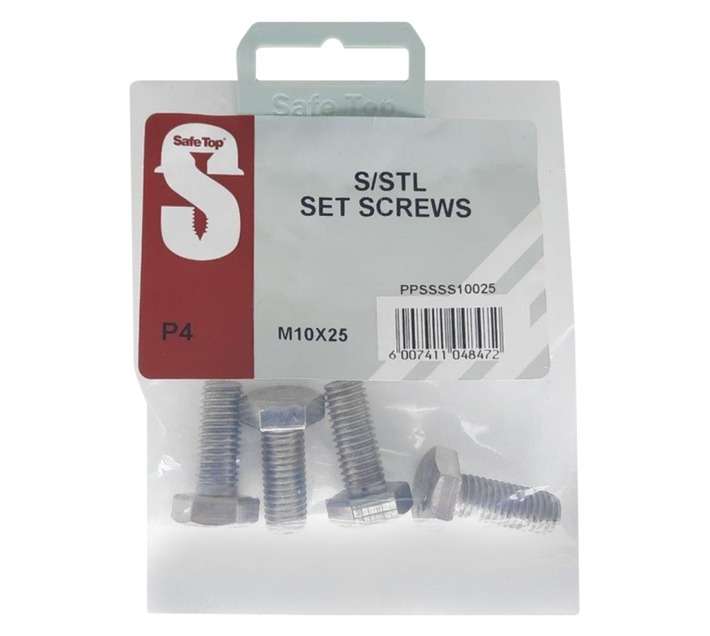 Safe Top 4 x Stainless Steel M10 Set Screws (10 x 25mm)