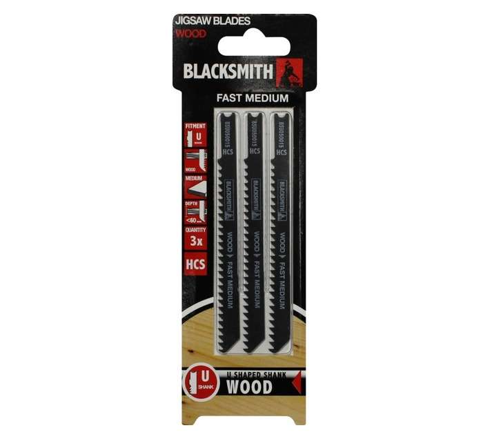 Blacksmith UShank wood fstmedfin 60mm Jigsaw Blade (3 piece)