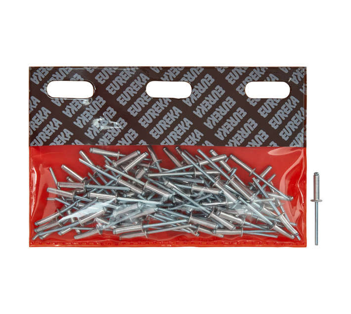 Eureka 100 x Aluminium Open Blind Rivets (4 x 15mm)