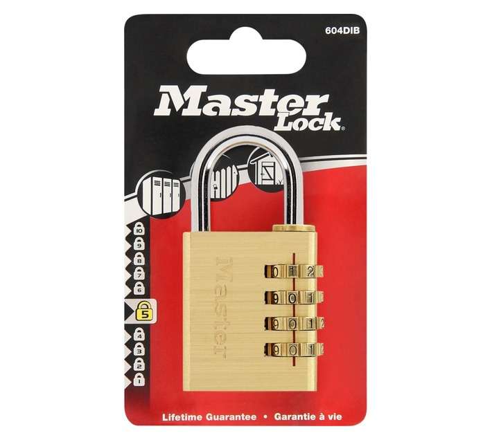 Master Lock 4 Dial Combination Padlock - Brass (40mm)