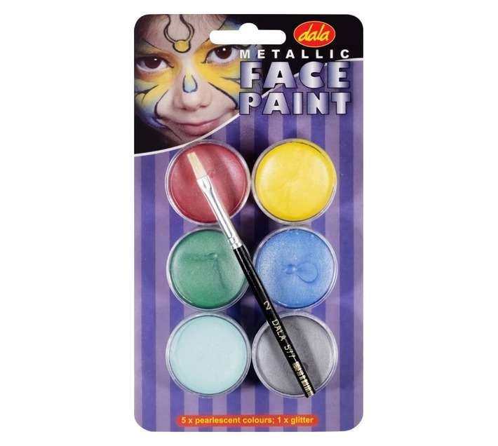 Dala Metallic Face Paint with Brush (6 x 10ml)