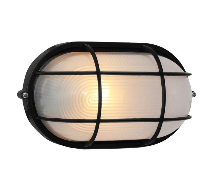 Eurolux B48B Large Oval Bulkhead with Grid - Black (100W)
