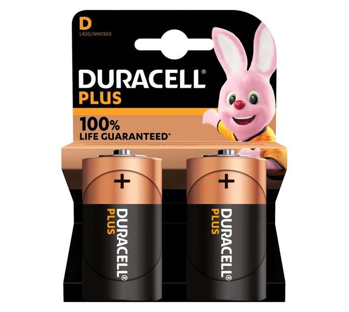 Duracell 2 x Mainline Plus D Batteries