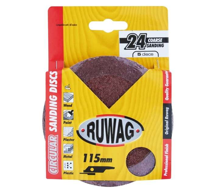Ruwag 115mm P24 Fibre Circular Sanding Discs (5 Pack)