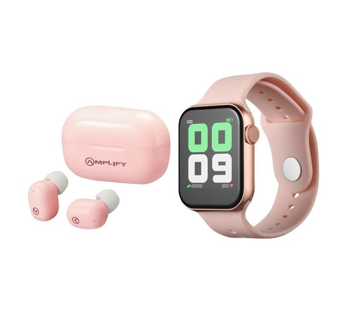 Amplify Fitness Watch and Ear Pods - Pink/Rose Gold