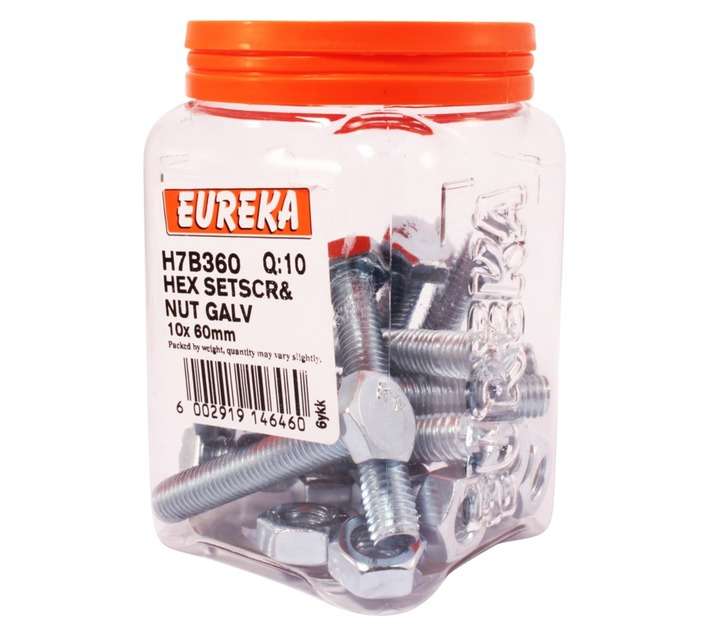 Eureka 10 x 60mm Hex Screw and Nut Set (10 Pack)