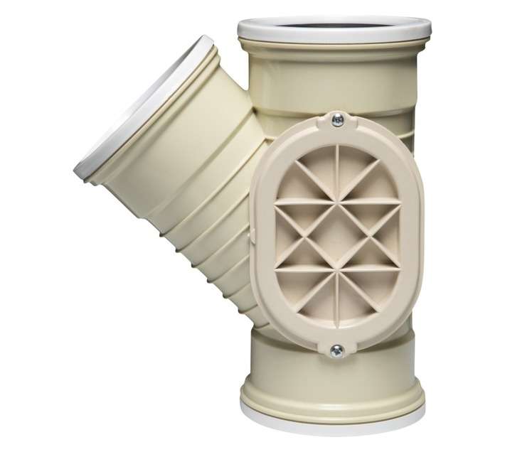 Marley Pipes Underground PVC Left Hand 45 Degree Junction Ribbed Inspection Eye (110mm)