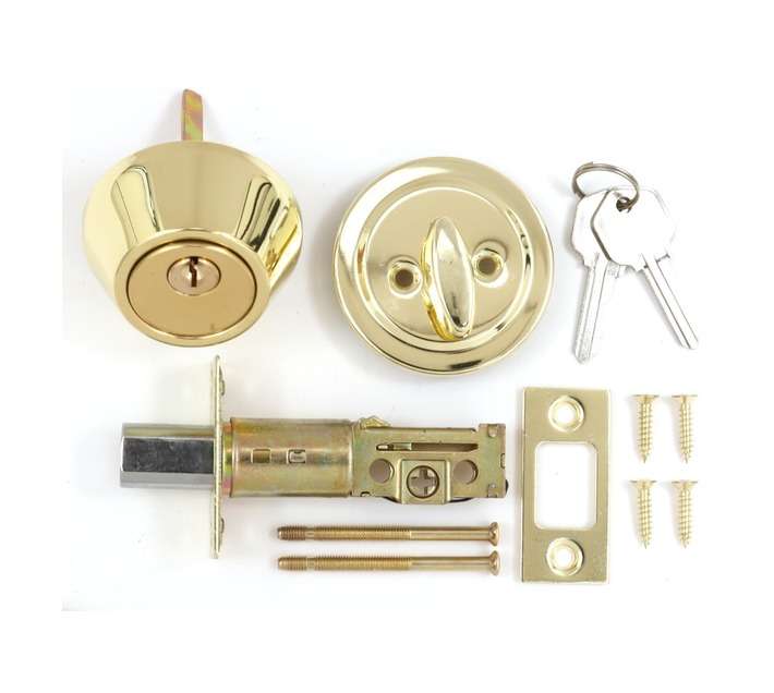 Jaguar JD101PB Single Cylinder Deadbolt Polished Brass Lock