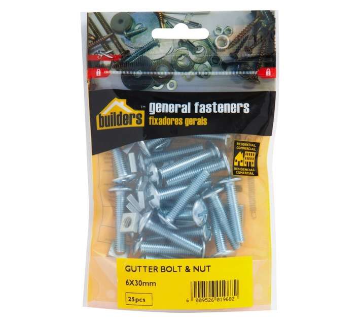 BP-GB0630-25 25 x Gutter Bolts and Nuts (6 x 30mm)
