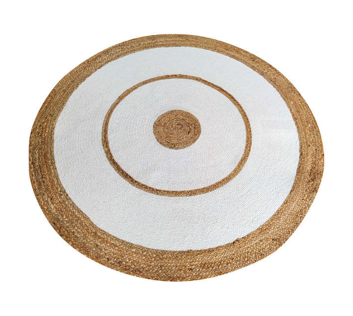 Jute Round Rug - Natural/White (1200mm)