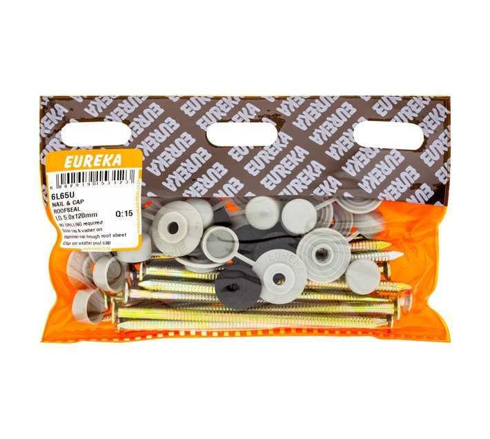 Eureka 15 x Roof Seal Nails and Caps - Gold (120 x 5mm)