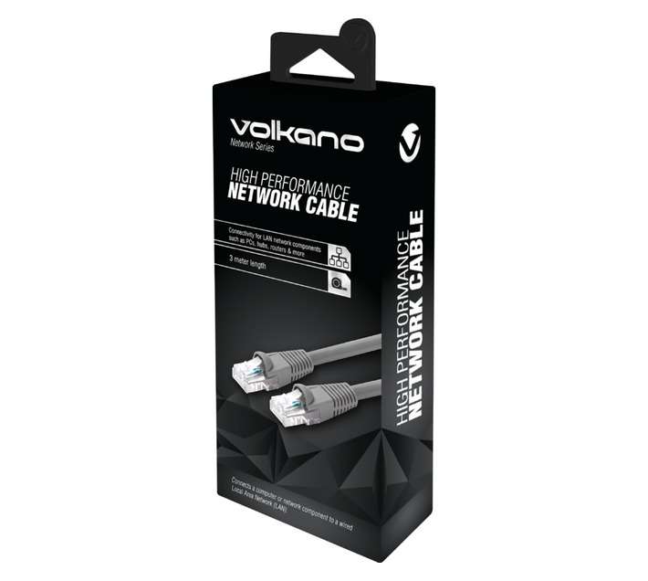 Volkano RJ45 CAT5 Network Cable - Grey (3000mm)