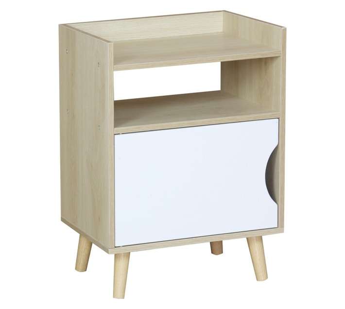 Home and Kitchen Niaz Bedside Cabinet - White Oak (300 x 400 x 550mm)
