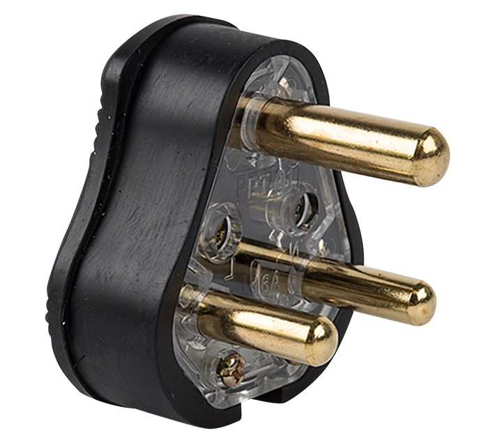 Electricmate Solid Rubber 3 Prong Plug Top - Black (10A)
