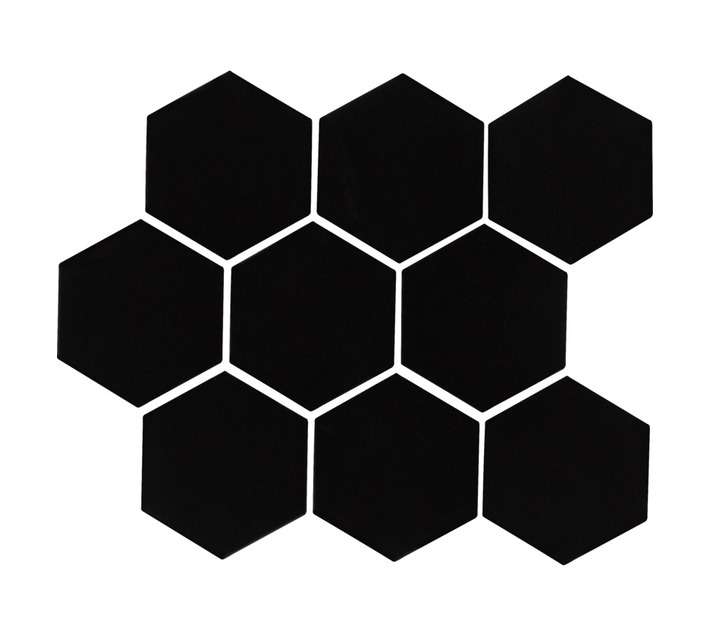 Earthstone 38-3PK-HEXL-BMT Large Hexagon Matt Mosaic Tile - Black (340 x 280mm)