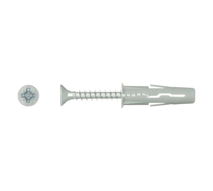 Rawlplug 20 x Universal Uno Plugs and Screws - White (8 x 32mm)