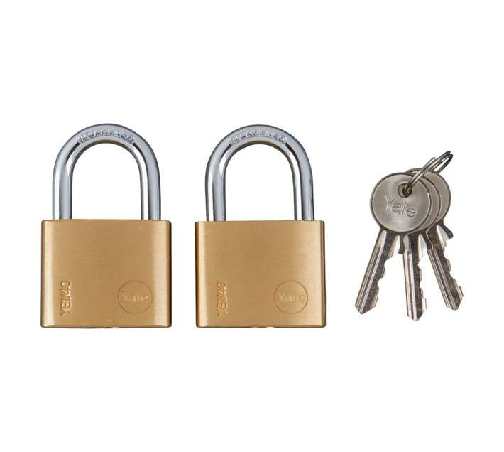Yale 2 x Essential Brass Padlock (40 x 32 x 14mm)