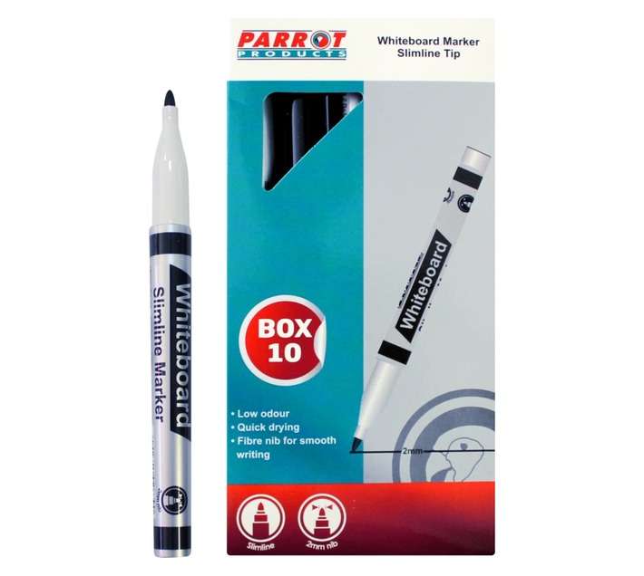 Parrot Products PW2001B 10 x Slimline Whiteboard Maker - Black