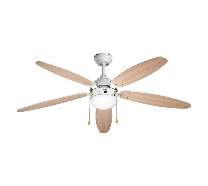 Decor Centre 5 Blade Celano Ceiling Fan - White/Washed Oak (1320mm)