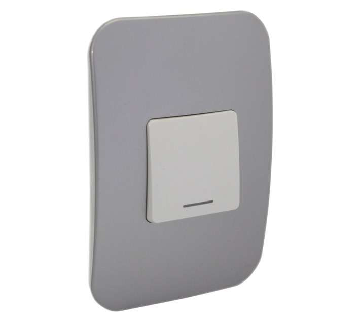 Veti VL112C1VWSV 1-Lever Double Switch Module - White/Silver
