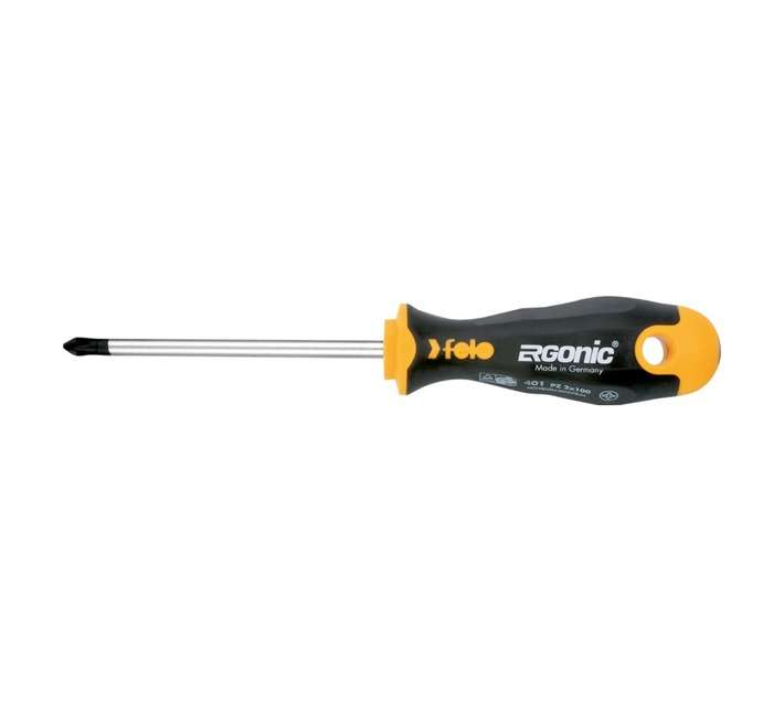 Felo PZ1 Ergonic Pozidrive Screwdriver - Black/Yellow (80mm)