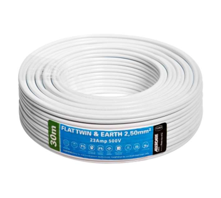 APDFE25WE30 Flat Twin and Earth Cable - White (30m)