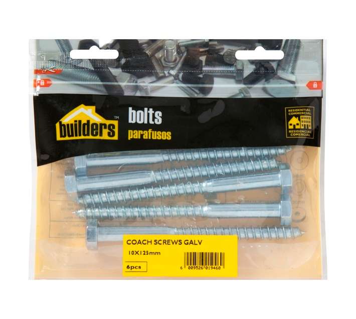 BP-CS10125-6 6 x Coach Screws (10 x 125mm)